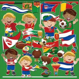 Football clipart - football fans waving banners  