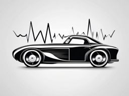 Abstract car heartbeat tattoo. Pulse of automotive energy.  minimalist black white tattoo style