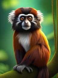 Tamarin cartoon - small, colorful monkey with expressive eyes  