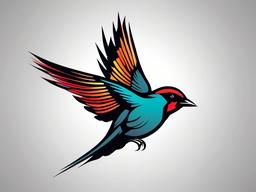 flying sparrow tattoo  minimalist color tattoo, vector