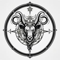 Baphomet Symbol Tattoo - A tattoo depicting the iconic symbol of Baphomet.  simple color tattoo design,white background