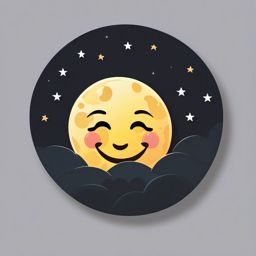Smiling Moon Emoji Sticker - Nighttime cheer, , sticker vector art, minimalist design