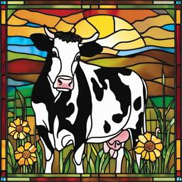 Cow Stained Glass - Capture the rustic charm of cows in stained glass, featuring these farm animals in colorful and detailed designs.  