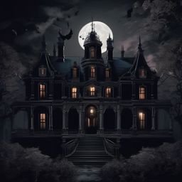 Dark Aesthetic Wallpaper - Haunted Mansion Under Moonlight, a Gothic Dreamscape  intricate patterns, splash art, wallpaper art