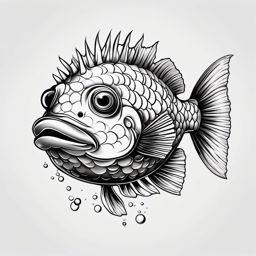 Puffer Fish Tattoo,a captivating tattoo of the charming puffer fish, emblem of uniqueness and adaptability. , tattoo design, white clean background