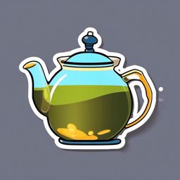 Teapot Pouring Sticker - Teapot pouring a stream of tea, ,vector color sticker art,minimal