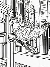 Pigeon Coloring Page - Urban Flying Dweller  black outline printable coloring page