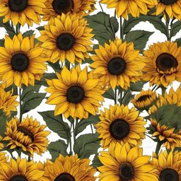 Autumn Sunflower clipart - Sunflower fields in full bloom, ,vector color clipart,minimal