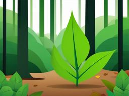 Leaf Clipart - A green leaf in the forest.  color clipart, minimalist, vector art, 