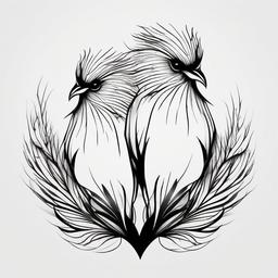 Two Bird Tattoo - Pair of birds  minimal tattoo design, white background