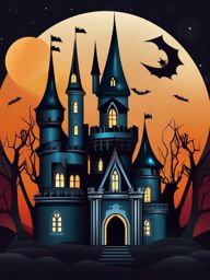 Haunted Castle clipart - Enchanting yet spooky castle, ,vector color clipart,minimal