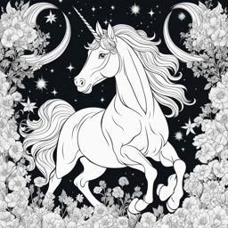 unicorn coloring pages - celestial unicorn descending from the heavens, its arrival a sign of divine blessings. 