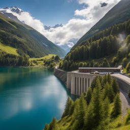 exotic emosson dam views - capture the exotic views from the emosson dam, overlooking a vast reservoir amidst the swiss alps. 