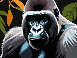 Gorilla clipart - Strong and intelligent primate in the jungle, ,vector color clipart,minimal