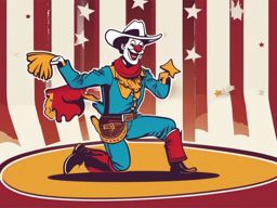 Rodeo Rodeo Clown Humor Clipart - A humorous rodeo clown entertaining the audience.  color vector clipart, minimal style