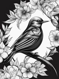 bird tattoo black and white design 
