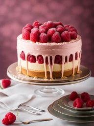 an elegant raspberry charlotte cake, featuring ladyfingers and raspberry mousse. 