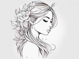 Dream Tattoo Whispers - Listen to the whispers of dreams with an ethereal tattoo design.  outline color tattoo,minimal,white background