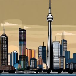 Toronto clipart - CN Tower and skyline of Toronto,  color clipart, vector art