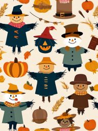 Scarecrow Friends clipart - Friendly scarecrow companions, ,vector color clipart,minimal