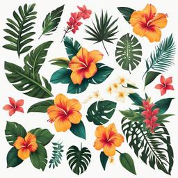 Hawaiian Temporary Tattoos - Experiment with temporary Hawaiian-themed tattoos for a playful and temporary island-inspired look.  simple vector color tattoo,minmal,white background