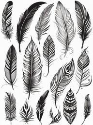 Feather Tattoo Patterns - Various patterns for feather tattoos.  simple vector tattoo,minimalist,white background