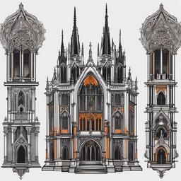 gothic architecture tattoo  simple vector color tattoo