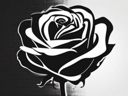 Black and white clipart rose, An elegant rose in classic black and white.  simple, 2d flat