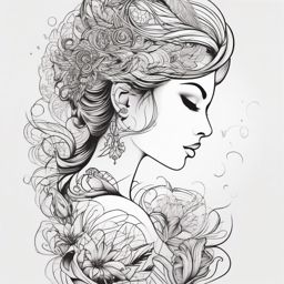 Dream Tattoo Mirage - Create an enchanting mirage of dreams in a surreal tattoo.  outline color tattoo,minimal,white background