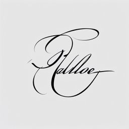 Script Tattoo-minimalist script tattoo with simple and refined lettering, creating a timeless and classic design. Colored tattoo designs, minimalist, white background.  color tatto style, minimalist design, white background