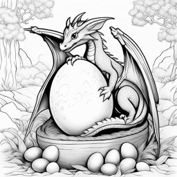 dragon coloring pages - a baby dragon hatches from its sparkling egg. 