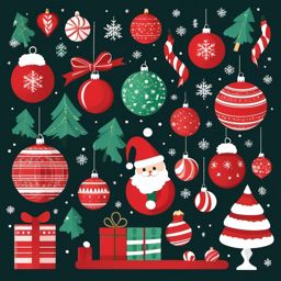 Free Christmas clipart images, A collection of festive holiday symbols and decorations.  simple, 2d flat