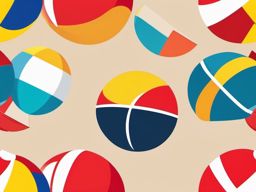 Beach Ball Clipart - A bright beach ball on the sand.  color clipart, minimalist, vector art, 