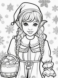 Christmas Elf Pictures To Color  outling,coloring pages,black and whit