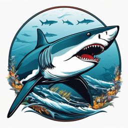 White Shark - A visually striking representation showcasing the power of a white shark.  color vector clipart