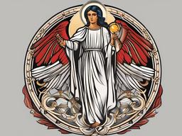 Saint Gabriel Tattoo-Paying homage to the celestial messenger with a Saint Gabriel tattoo, symbolizing communication, divine guidance, and revelation.  simple vector color tattoo