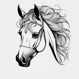 Feminine Horse Tattoo - Embrace femininity and strength with a feminine horse tattoo, featuring designs that highlight the graceful and powerful nature of these animals.  simple tattoo,minimalist,white background