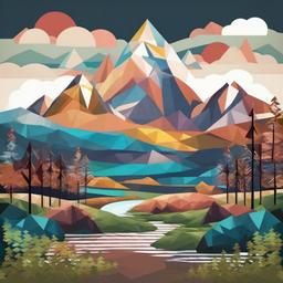 Geometric mountain landscape  , vector illustration, clipart