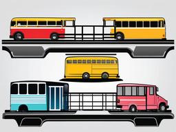 Bus clipart - bus traveling across a bridge  color,minimalist,vector clipart