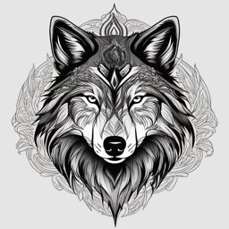 Black and White Wolf Tattoo,tattoo featuring a black and white rendition of the noble and fierce wolf. , color tattoo design, white clean background