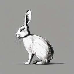 drawing of a bunny standing up  minimal rough sketch scribbles,doodles,black and white