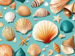 Seashell Treasure Display clipart - Display of seashell treasures, ,vector color clipart,minimal