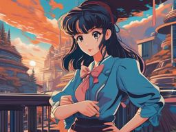 1990 Retro Anime Girl - Explores parallel worlds with unique challenges.  clipart style