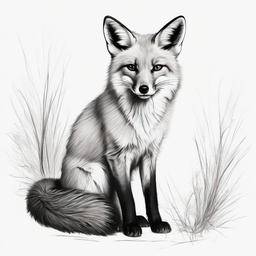 drawing of a Tibetan sand fox  minimal rough sketch scribbles,doodles,black and white