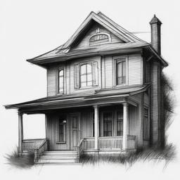 pencil sketch of house  minimal rough sketch scribbles,doodles,black and white