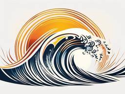 Sun Wave Tattoo - Symbolize the energy of the sun and the fluidity of waves in a sun wave tattoo.  simple vector color tattoo,minimal,white background