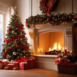 Christmas Background Wallpaper - christmas tree fireplace background  