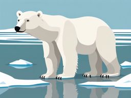 Polar Bear Clipart - Polar Bear standing on an Arctic ice floe , minimal, 2d