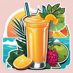 Tropical Smoothie Sticker - Transport yourself to the tropics with a fruity and exotic tropical smoothie, , sticker vector art, minimalist design