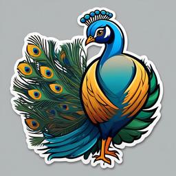 Peacock cartoon - bird with a fancy tail  cartoon sticker style